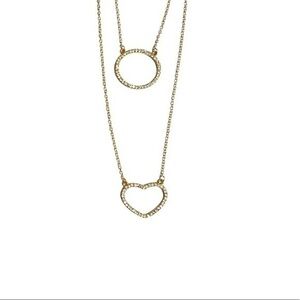 Circle‎ and heart double gold tone layered necklace